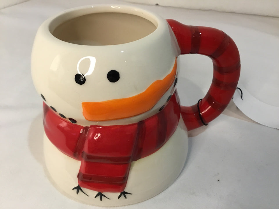 Mug Cream Ceramic Snowman Holiday Item