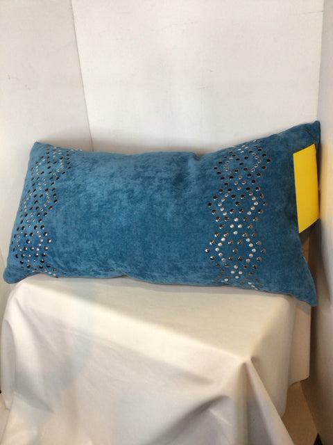 Blue Chenille Studded Pillow