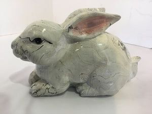 Gray/Cream Ceramic Bunny Figurine