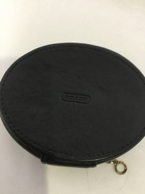 Coach Travel Black Leather Oval Jewelry Box