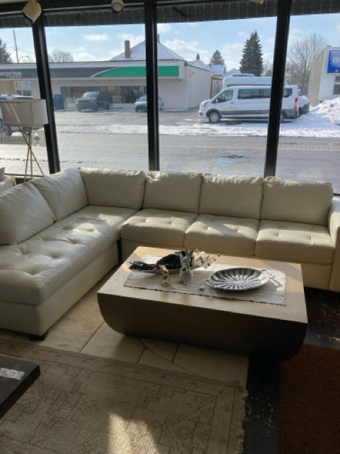 Natuzzi Leather White Sectional Sofa