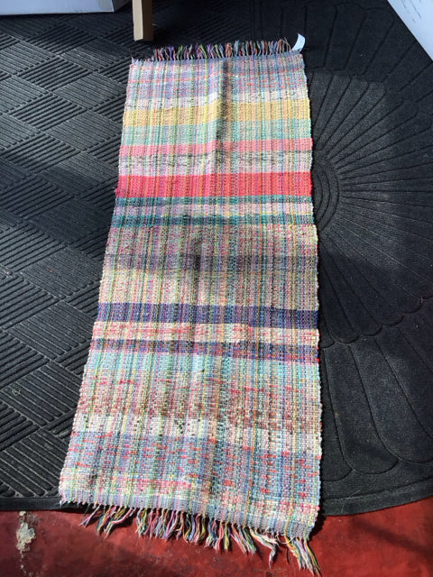 Runner Cotton Plaid Multi-Color Rug