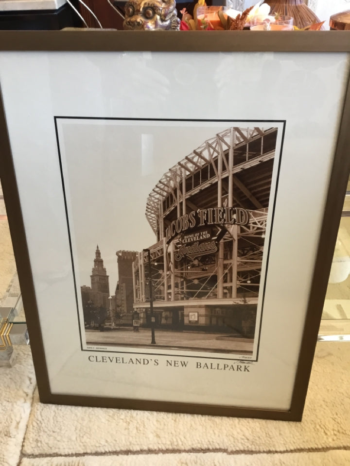 Sepia Cleveland Baseball Framed Art