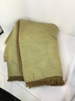 Green Ultrasuede Fringe Trim Reversible Throw