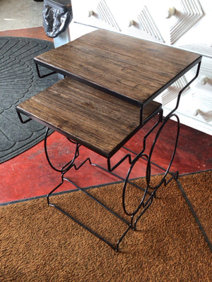 Nesting Wood/Metal 2 Piece Table