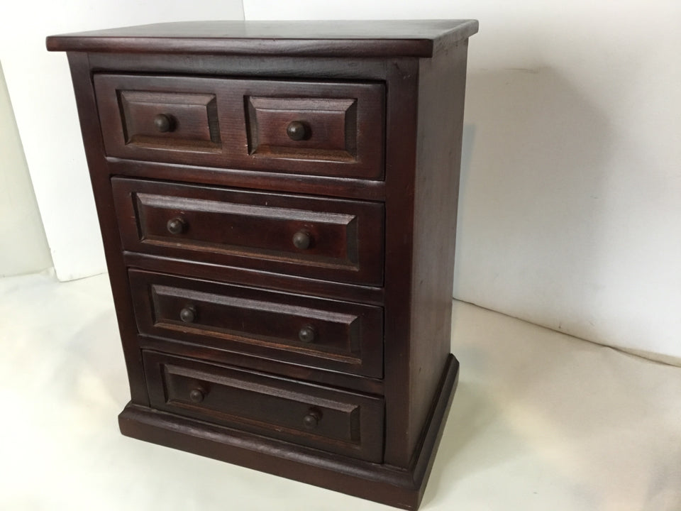 Vintage Brown Wood Jewelry Box