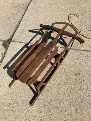 Vintage Brown Wood/Metal Sled Holiday Item