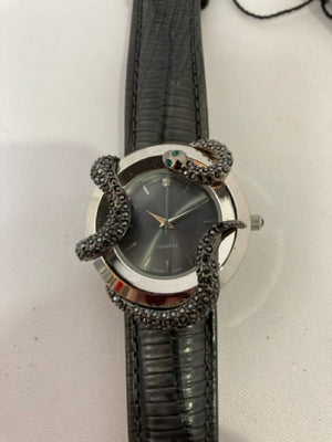 Black Rhinestone Snake Watch