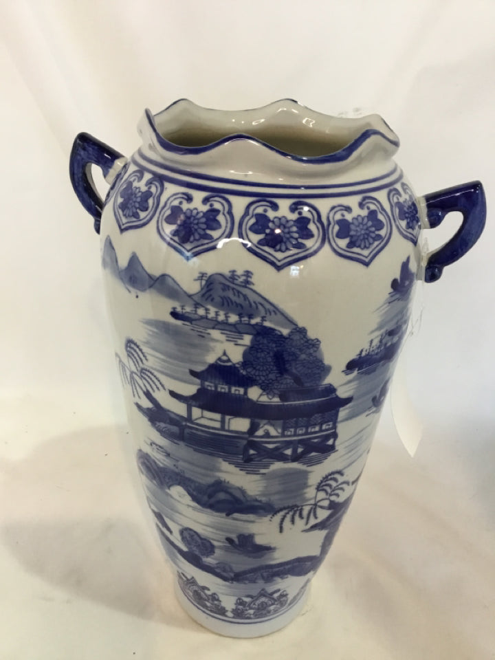 Three Hands Oriental Blue/White Vase