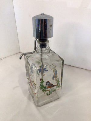 Vintage Clear/Multi Glass/Metal Whiskey Decanter