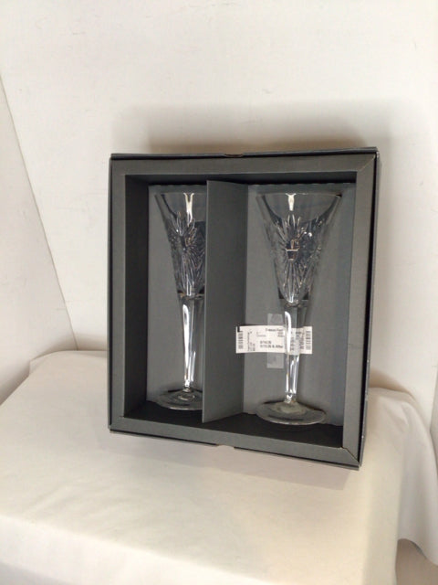 Waterford Flute Clear Crystal Pair Glasses