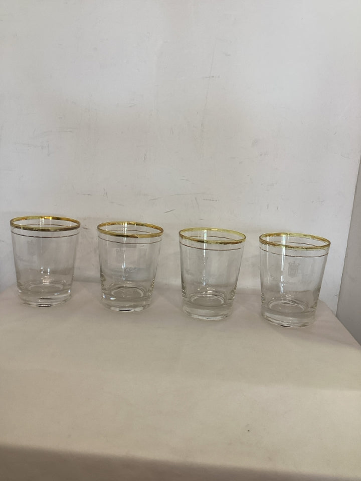 Canadian Club Clear/Gold Glass Set of 4 Glasses