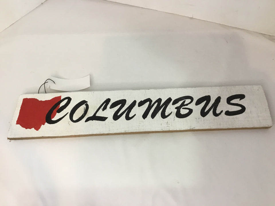 Sign Wood Columbus White/Black Wall Decoration Art