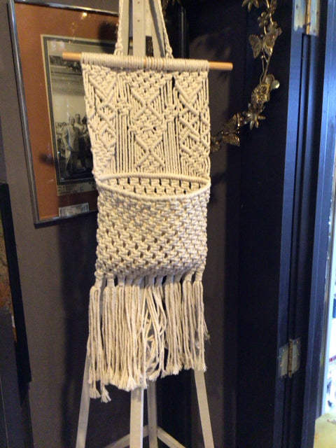 Cream Macrame Wall Pocket
