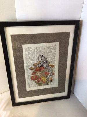 Black/White Girl Newsprint Framed Art