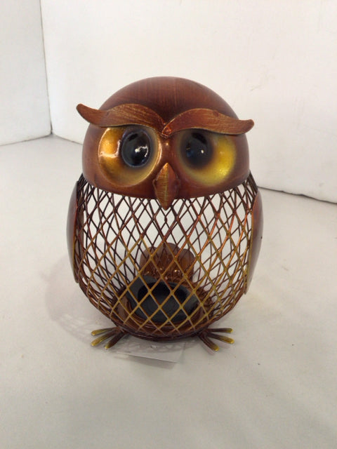 Brown Metal Owl Bank