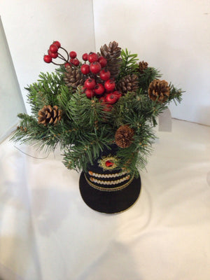 Christmas Green/Black Faux Plants Hat Holiday Item