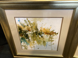 Modern Green/Gold Pair Framed Art