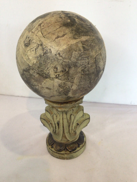 Antiqued Gold Resin Ball On Stand Statue