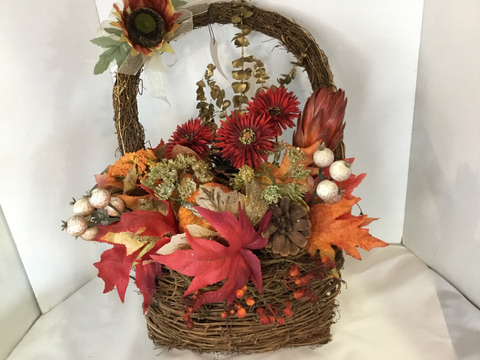 Hanging Brown/Red Faux Flowers
