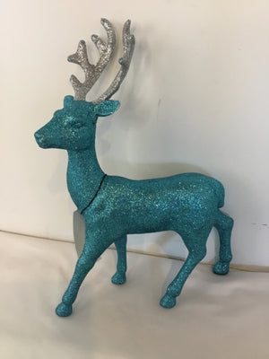 Blue Glitter Reindeer Holiday Item