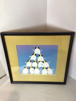 Yellow/Blue Penguin Framed Art