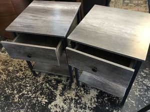 Pair Night Stand End/Side Gray Table