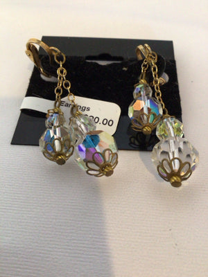 Beaded Clear Chandelier Earrings