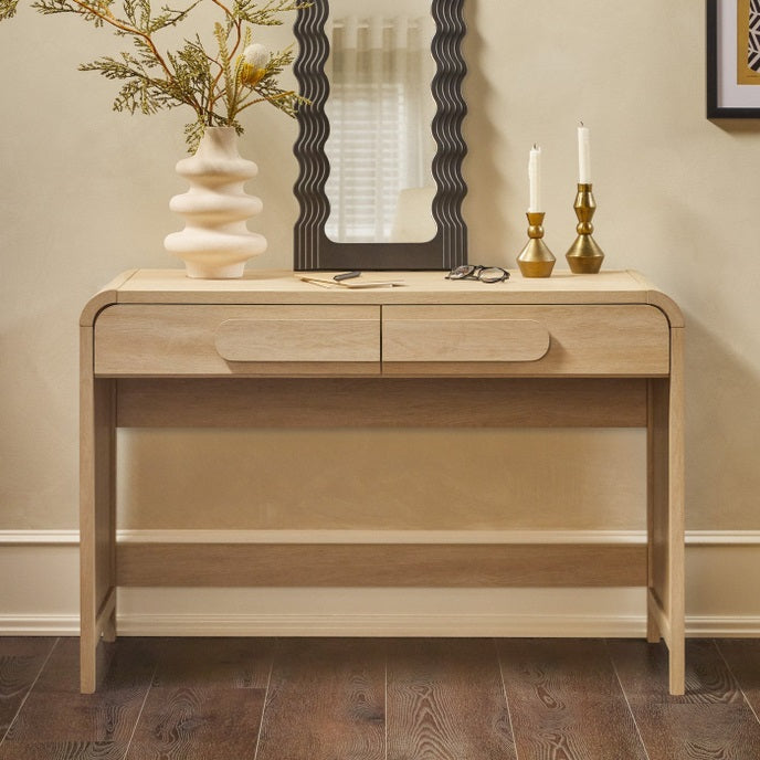 Havenly Modern 2 Drawers Light Wood Desk 93Q8ZM2S