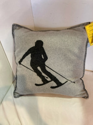 Gray/Black Fleece Skiers Down Filled Pillow