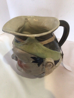 Majolica Tan/Green Ceramic Man Mug