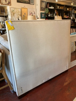 Queen Upholstered Polyester Cream Bed