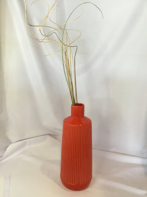 Orange Ceramic w/grass Vase