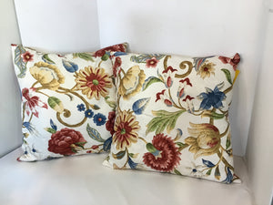 Pair White/Multi Jacquard Floral Pillow Set