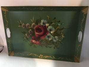 Green Metal Floral Tray