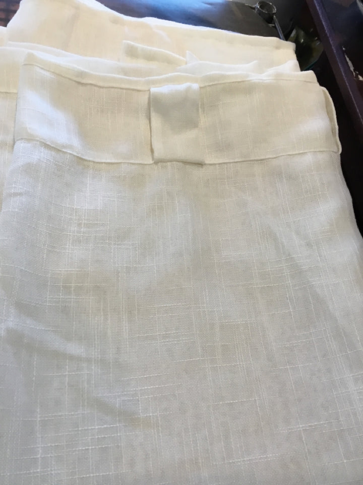 2 Panels Cream Polyester Sheer Draperies/Curtains