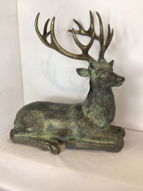 Green Resin Reindeer Figurine