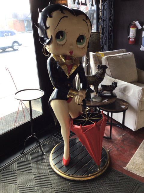 Blow Mold Red/Black Plastic Betty Boop Umbrella Stand