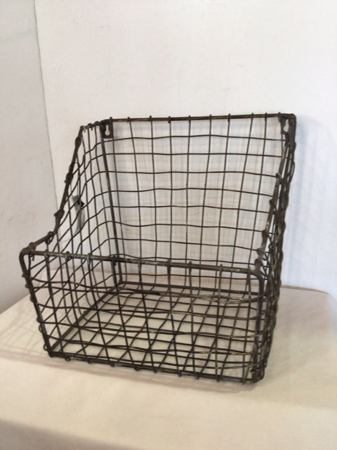 Rustic Gray Wire Square Basket