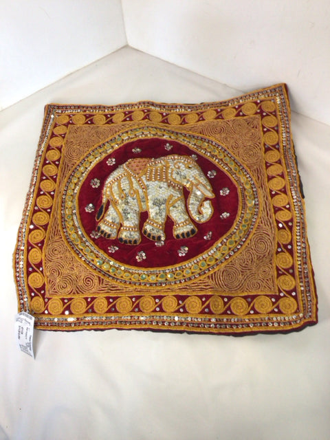 Red/Yellow Velvet Elephant Wall Hanging Art