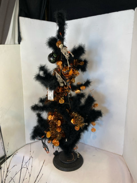 Halloween Black/Orange Feather Tree Holiday Item