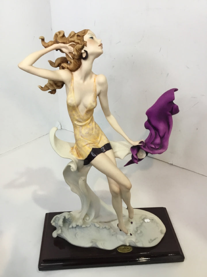 White/Purple Porcelain Woman Sculpture
