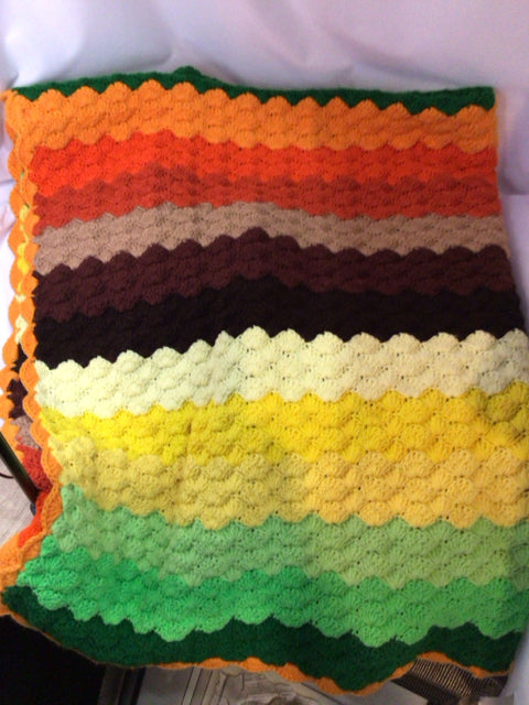 Handmade Multi-Color Crochet Stripe Blanket