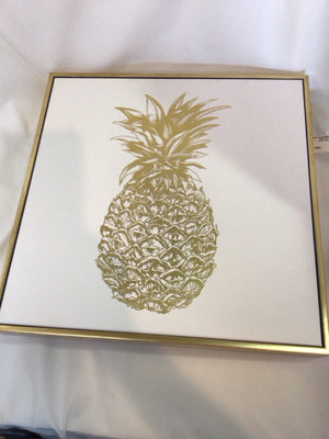 Gold/Cream Pineapple Framed Art