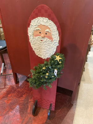 Christmas Red/Green Wood Santa Light up Holiday Item