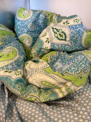 Queen Blue/Multi Cotton Blend Diamond Paisley Comforter Set