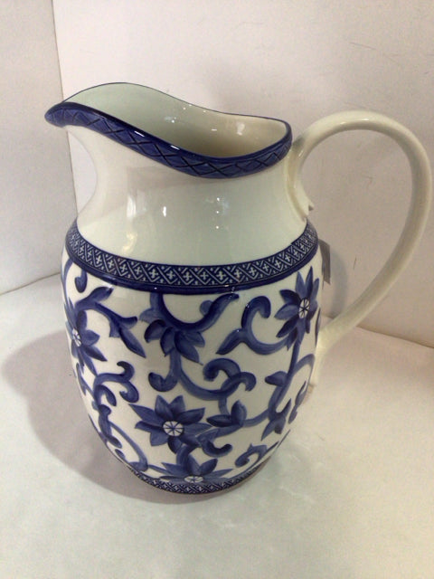 Ralph Lauren Blue/White Ceramic Floral Pitcher