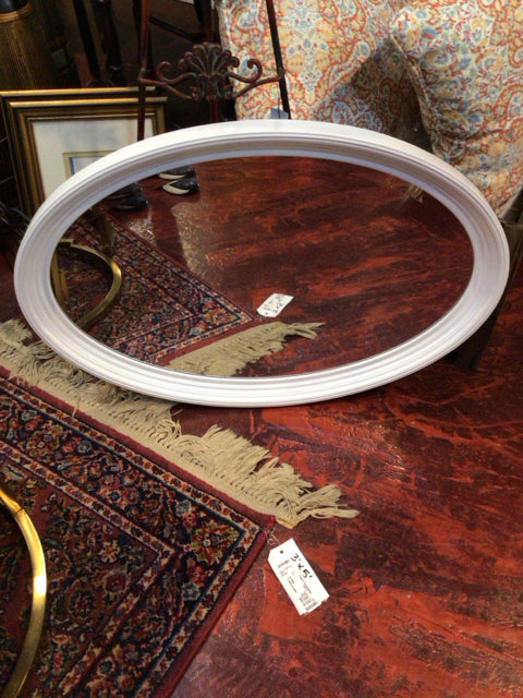 White Plastic Oval Mirror