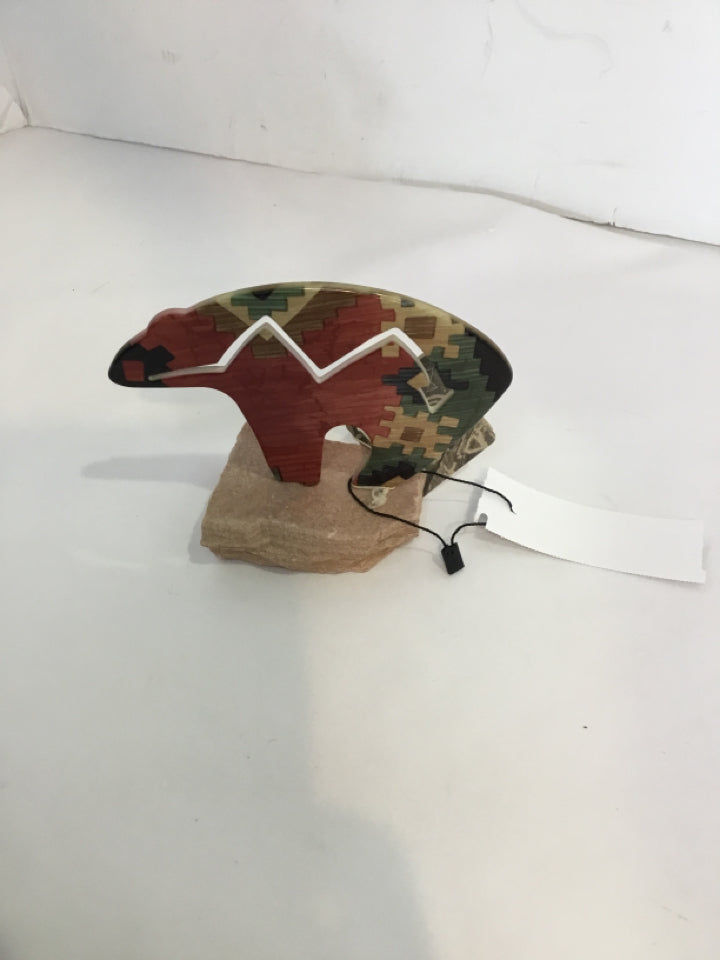 Red/Multi Stone Bear Figurine