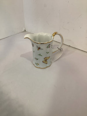 Godinger White/Gold Ceramic Butterfly Pitcher